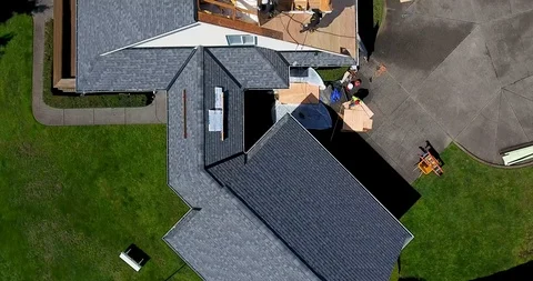 Aerial roofing installation with drone Stock Footage 108772394