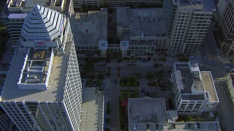 Aerial Rooftops of Downtown Stock Footage 94393100