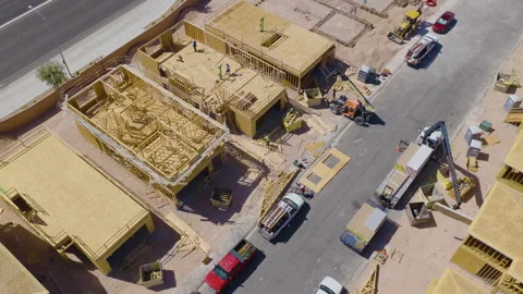 Aerial Rotating Top Down View of Las Vegas Residential Construction Development Stock Footage 333665823