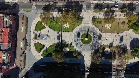 Aerial rotating top-down view of Plaza de Mayo in Buenos Aires Stock-Footage 335045444