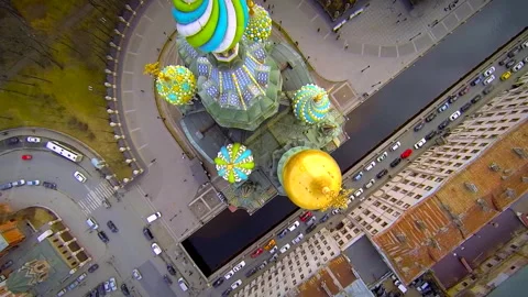 Aerial rotating top down view of Church of the Savior on Spilled Blood in Saint Stock Footage 337009828
