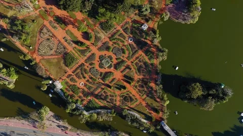 Aerial rotating view of Palermo Rose Garden in Buenos Aires 스톡 동영상 335045708