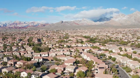 Aerial Rotating View of Summerlin Las Vegas towards Red Rock Canyon Video stock 333115035