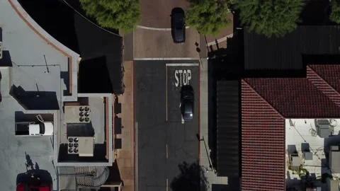 Aerial round about with traffic top down 2 Stock Footage 164886019
