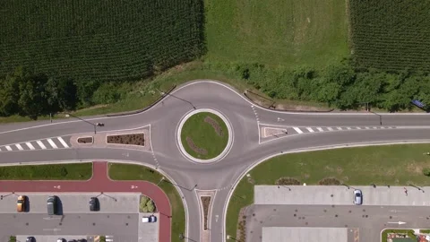 Aerial Roundabout Traffic Stock Footage 134418005