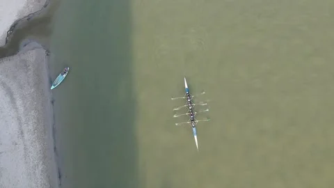 Aerial of a rowing team Video stock 145021837