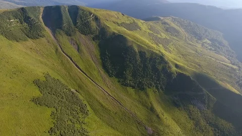 Aerial of rugged mountain range looking like fortress walls in the Carpathians Stock Footage 93775845