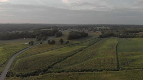 Aerial Rural Fields and Farm Land Stock Footage 135082355