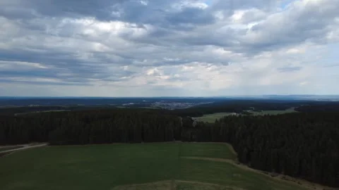 Aerial rural landscape panorama fields hills countryside scenic view Stock Footage 332853625