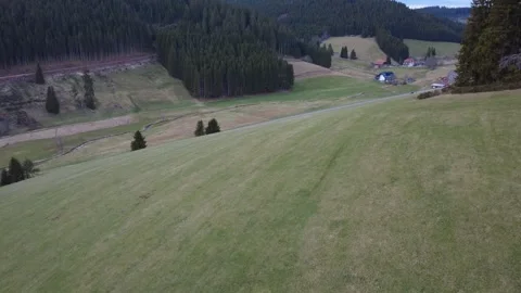 Aerial rural landscape panorama fields hills countryside scenic view Stock Footage 332853663
