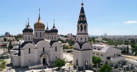 Aerial Russian church, Limassol, Cyprus 15 Stock Footage