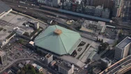 Aerial Ryogoku Kokugikan Sumo  Amphitheatre Tokyo Japan Stock Footage