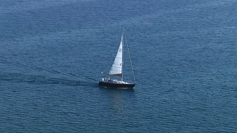 Aerial - Sailboat 03 Long Pull Vídeo Stock 69771664