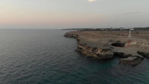 Aerial salento sea coast beautiful place rotation sunrise Stock Footage 95254853
