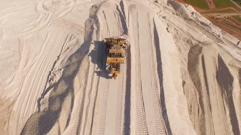 Aerial of salt mining on the Monte Kali Stock Footage 116229403