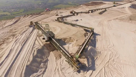 Aerial of salt mining on the Monte Kali Stock Footage 116229528
