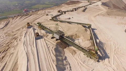 Aerial of salt mining on the Monte Kali Stock Footage 116229800
