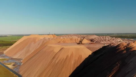 Aerial salt mining mountain of extraction products. Potash salt mining products. Stock Footage 170552240