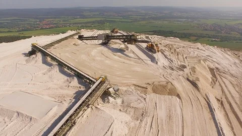 Aerial of salt mining on top of the Monte Kali Stock Footage 116228989
