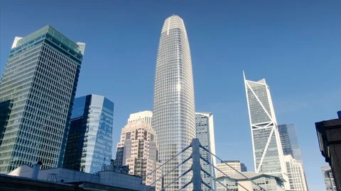 Aerial: The San Francisco City Skyline with the Salesforce building Stock Footage