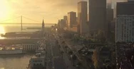 Aerial Of San Francisco Ferry Building, Bay Bridge, Embarcadero &Amp; City At Stock Footage