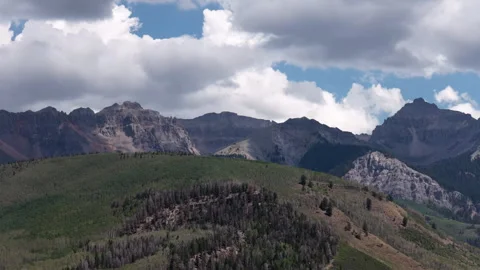 Aerial of San Juan mountain range rugged peaks in Telluride Colorado Stock Footage 341997142