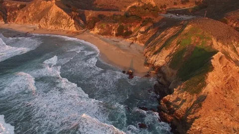Aerial of Sandy Beach Stock Footage 71943299