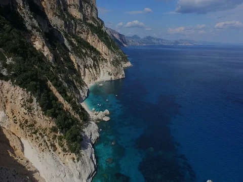 Aerial of Sardinia coastline Stock Footage