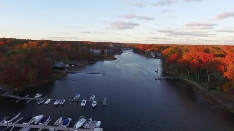 Aerial, Saugatuck River Vídeo Stock 73783762