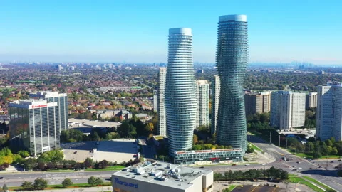 Aerial scene of the Absolute World Complex in Mississauga, Ontario, Canada, e Stock Footage 165994705