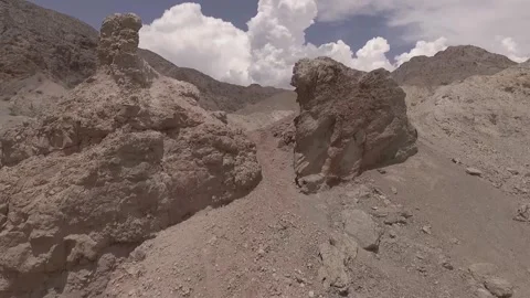 Aerial scene with drones. Camera forward on the edge of the mountains. Stock Footage 156988004