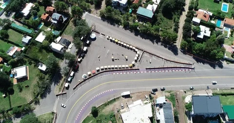 Aerial scene of fair structure at public space, turistic summer infraestructure 스톡 동영상 118935147