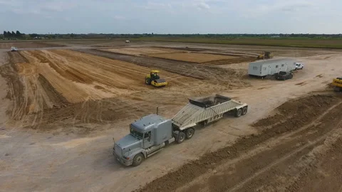 Aerial Scene of a New Big Plot of Vacant Land Under Development Construction Stock Footage 144850442