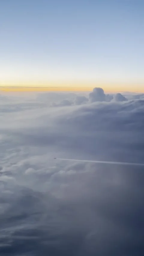 Aerial Scene of Two Airplanes Over Ocean Horizon at Evening Sunset Stock Footage 330731395