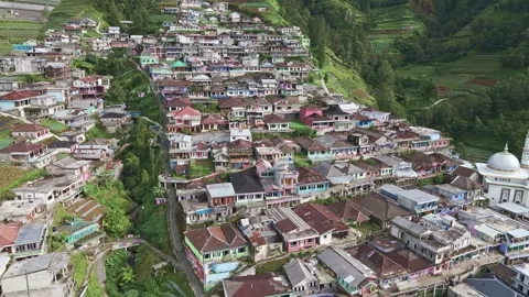 Aerial scenery of Nepal Van Java Village, Mount Sumbing, Magelang, Indonesia. 스톡 동영상 302862033