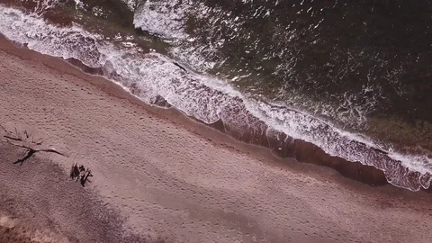 Aerial scenes, waves moving on a sand beach, background, graphic  Stock Footage 106533820