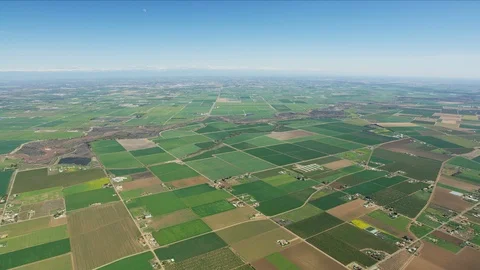 Aerial scenic patchwork crops growing America farming landscape Stock-Footage 91545743