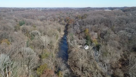 Aerial Scenic View of the Fall Foilage Maryland Stock Footage 119896971