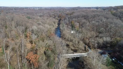 Aerial Scenic View of the Fall Foilage Maryland Stock Footage 119896974