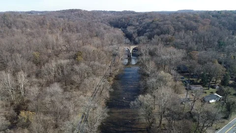 Aerial Scenic View of the Fall Foilage Maryland Stock Footage 119896990