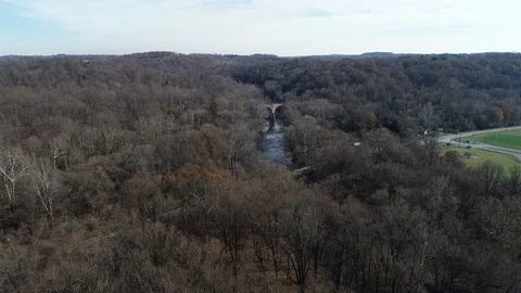 Aerial Scenic View of the Fall Foilage Maryland Stock Footage 119896993