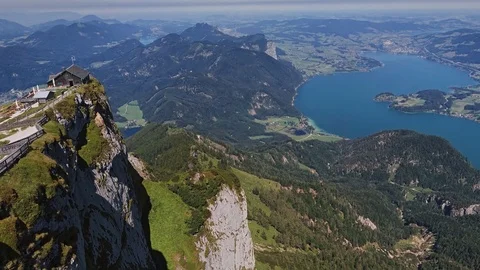 Aerial of Schafberg summit, Upper Austria Stock Footage 92598071