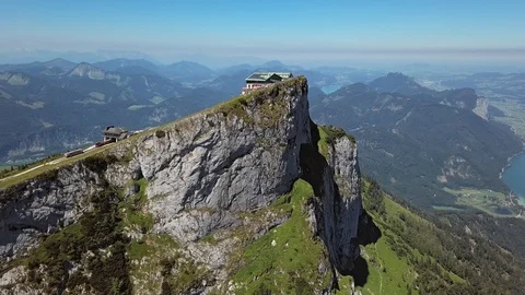 Aerial of Schafberg summit, Upper Austria Stock Footage 110861917