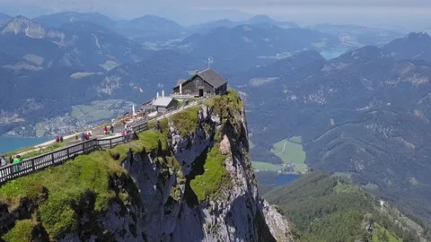 Aerial of Schafberg summit, Upper Austria Stock Footage 144060837