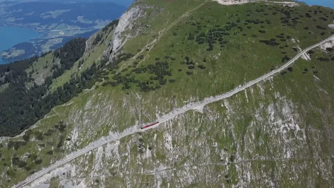 Aerial of Schafberg train, Upper Austria Stock Footage 91901596