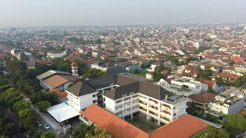 Aerial School Building SD Strada Van Lith II dolly forward Stock Footage 255113941