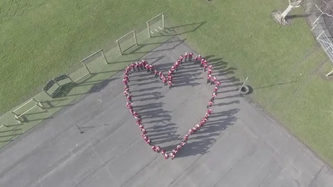 Aerial School Heart Shape 23 Seconds Stock Footage