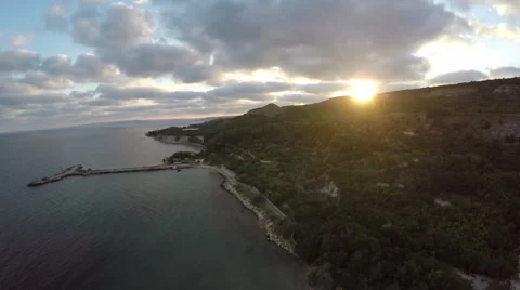 Aerial Sea Sunset Video stock 68961772