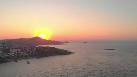 Aerial Sea Sunset Stock Footage 158207971