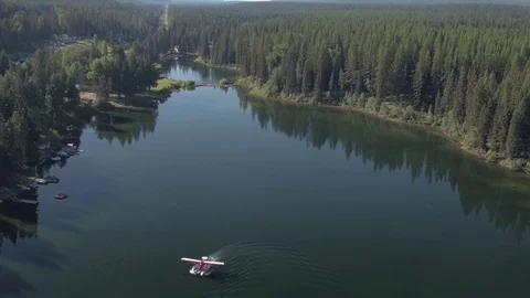 Aerial of Seaplane Taking Flight Stock Footage 72690741